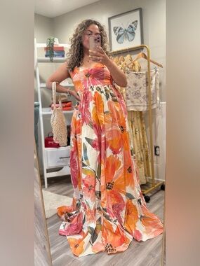 Pepita Pérez Mandarina Dress | Tropical Garden Party Maxi size Medium